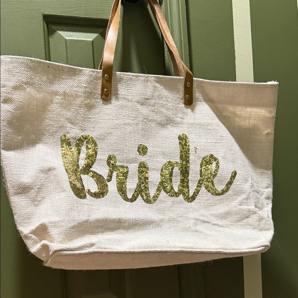 Mud Pie Gold and Cream Bride Tote